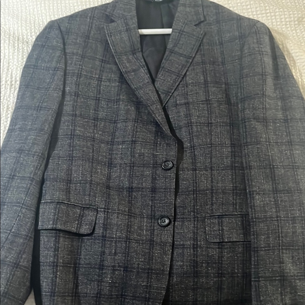 Jos. A. Bank Gray Sport Coat with Classic Plaid Design